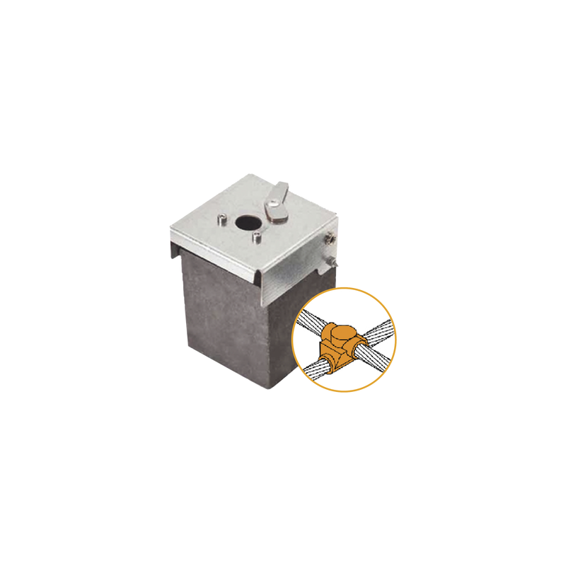 Molde de Grafito Horizontal Unión en Cruz / Cable 4/0 AWG (120 mm²) / 50 Soldaduras / Acero Electrogalvanizado / Normativa UNE