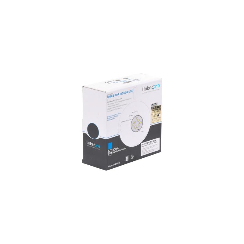 Bobina de Cable de 100 Metros (328.08 Pies), Cat5e, 24 AWG, Color Gris, UL, para Aplicaciones en Videovigilancia, Redes de Datos