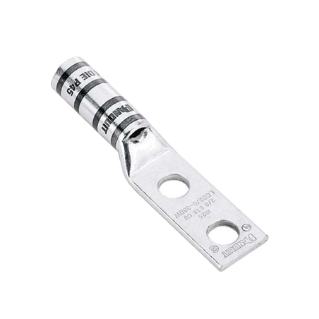 Zapata de compresión LCC6-12W-L para cal. 6 Awg, Doble barreno para tornillo prisionero de 1/2, Espaciado de orificio 44.5mm, 1