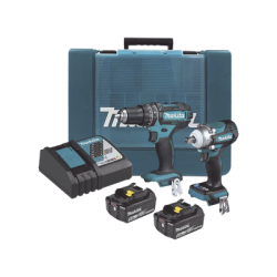 Kit de Rotomartillo Atornillador DHP482 + Atornillador de Impacto DTW301, incluye 2 Baterías BL1850B, 1 Cargador DC18SD y Malet