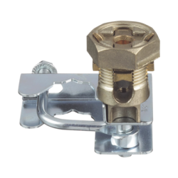 Abrazadera para Tierra Física en Base de Piso Falso, para Cables de 6 a 1/0 AWG. Para Pedestales Cuadrados de 7/8" y Circulares