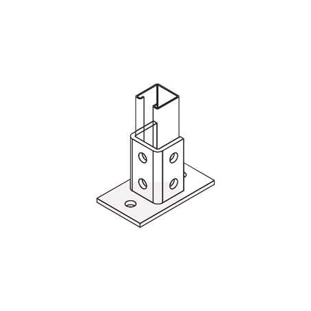 Base Rectangular con 2 perforaciones para Perfil Sencillo.