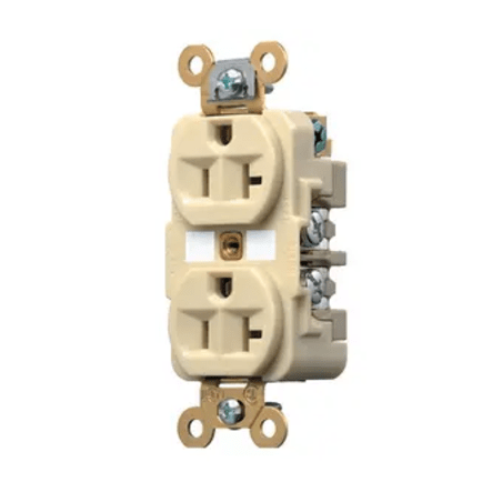 Contacto Dúplex 20 A 125 V / 2 Polos 3 Hilos / Color Marfil /Nema 5-20R /Grado Industrial.