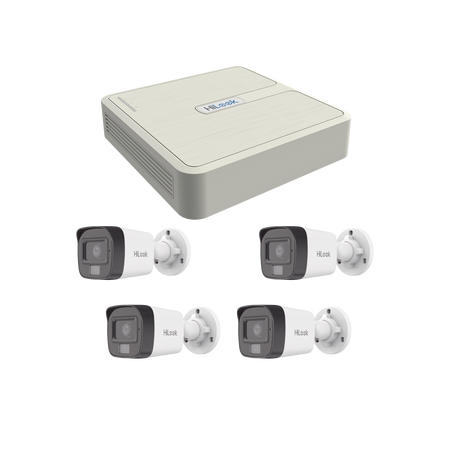 Kit IP 4 Megapixel / NVR de 4 Canales con 4 Puertos PoE / 4 Cámaras IP Dual Light con Micrófono Integrado / Bala para Exterior