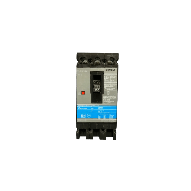 Interruptor Termomagnético ED6 600V 3X100A, Sin zapatas principales.