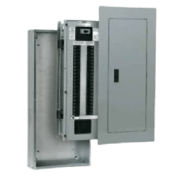 Tablero de alumbrado P1, 18 circuitos, Barras en aluminio 250 AMP, Frente de sobreponer, Sin zapatas principales.