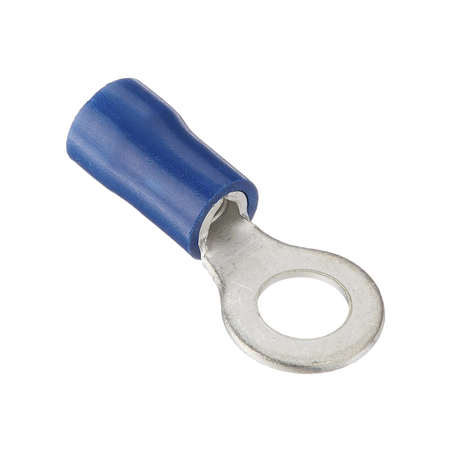 Terminal tipo ojo / 1 / 4 " / 16 - 14 AWG / Azúl / Paquete de 25 piezas.