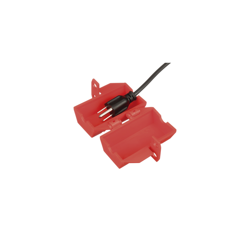 Dispositivo de Bloqueo LOTO para Enchufes de 120 Vca, Fabricado con Polipropileno, Color Rojo