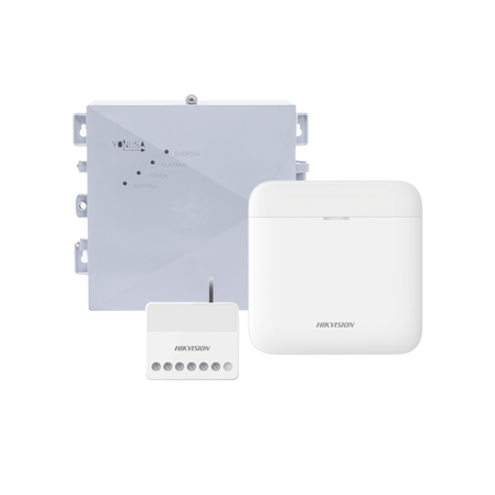 (AX PRO + YONUSA) KIT de Alarma AX PRO / Incluye: 1 Hub con bateria de respaldo / 1 Energizador 2500Mts Lineales / 1 Relevador 0