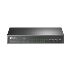 Switch PoE+ No Administrable / De Escritorio 9 puertos 10/100 Mbps / 8 puertos PoE af/at Inteligente / Presupuesto 65 W / Hasta 