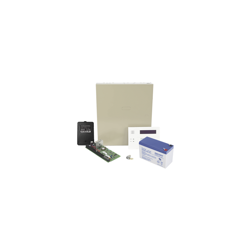 Kit de Panel de Alarma VISTA48LA con Batería de 9Ah, Transformador y Gabinete