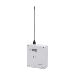 Transmisor inalámbrico / Alimentado a 12Vcc / Entrada de 2 contactos secos NA / Distancia máxima de transmisión 2500 metros (