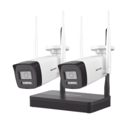 Kit IP Inalámbrico 2 Megapixel (1080p) / NVS 4 Canales / 2 Cámaras Bala para Exterior con Lente 2.8 mm y Dual Light (30 mts IR
