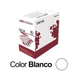 Bobina de Cable UTP 305 Metros (1000 Pies) / Cat5E (24 AWG) / Color Blanco / PVC (CM) / Uso en Interior / 100% Cobre / Aplicacio