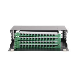 Distribuidor de Fibra Óptica con Bandejas Deslizables, Vacío, 19 Pulgadas (48.26 cm), Acepta 48 Adaptadores LC Duplex o LC Sim