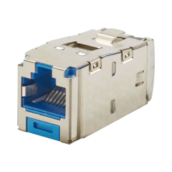 Conector Jack RJ45 Blindado, Estilo TG, Mini-Com, Categoría 6A, de 8 Posiciones y 8 Cables, Color Azul