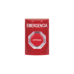 Botón de Emergencia, Texto en Español, Color Rojo, Acción Mantenida, Girar para Restablecer y LED Multicolor