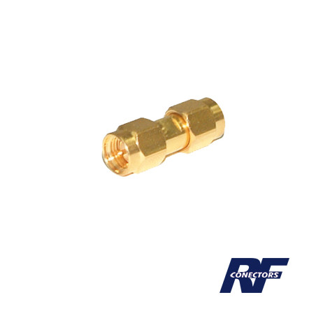 Adaptador Tipo Barril, de Conector SMA Macho a SMA Macho, Oro/ Oro/ Teflón.â€‹