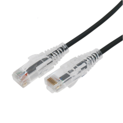 Cable de Parcheo Slim UTP Cat6A - 1 Metro (3.28 Pies) Negro, Diámetro Reducido (28 AWG)