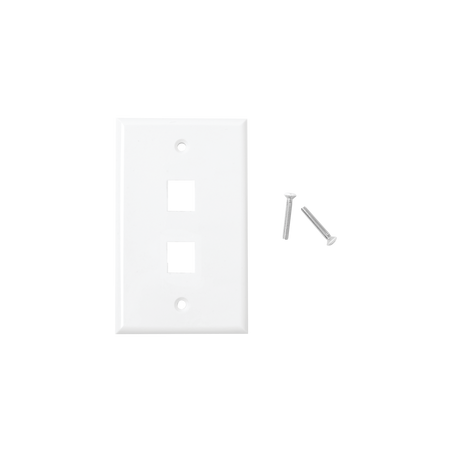 Placa de Pared de 2 Puertos, Keystone, Color Blanco