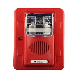 Sirena Estrobo, 24 Vcd, Multi-Candela 15 hasta 110 cd, Montaje En Pared, Color Rojo, Serie HEC3 (0500-06020), Hochiki