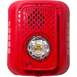 Sirena con Lampara LED Estroboscópica / 2 hilos / Montaje en Pared / Color Rojo / Configuración Estroboscópica Seleccionable