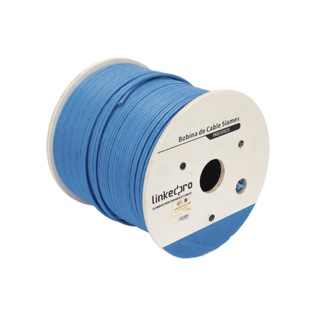 Bobina de Cable Siamés Cat6 UTP 100% Cobre + 2 Cables Gruesos (18 AWG) para Alimentar Cámaras Más Lejos / 152 Metros (500 Pie