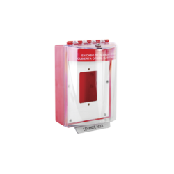 Cubierta Universal De Policarbonato Con Espaciador y Placa De Montaje Interna, Texto De Incendio En Español, Interior/Exterior,