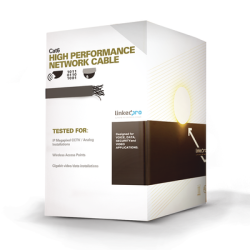 Bobina de Cable de 305 Metros (1000 Pies) Cat6 Aleación de Cobre y Aluminio (CCA), Color Negro Versión Económica. Uso en Inte