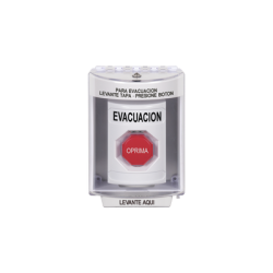 Botón de Evacuación, Cubierta de Policarbonato Súper Resistente de Superficie con Espaciador, Restablecimiento con Llave, Con