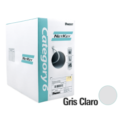 Bobina de Cable UTP de 305 Metros (1000 Pies) de Cobre, NetKey, Gris Claro, Categoría 6 (24 AWG), 1000Mbps, Riser (CMR), de 4 P