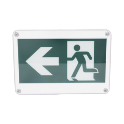 Letrero EXTERIOR de Señalización salida "Hombre Corriendo"/ Alto brillo / Uso en pared, lateral o techo / Batería de Respaldo