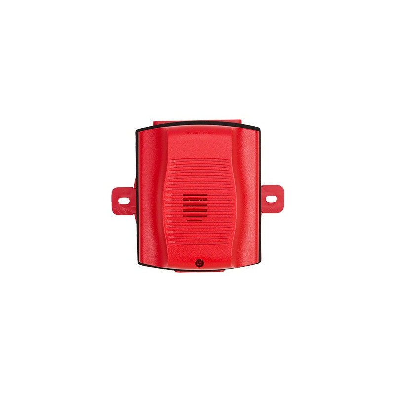 Sirena para Exterior, Montaje en Techo o Pared, 12 a 24 Vcc, Color Rojo