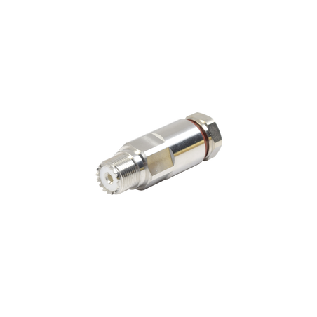 Conector UHF Hembra (SO-239) de Rosca para cable LP-450A, LDF4-50A, Bronce Blanco/ Plata/ Teflón.