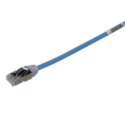 Patch Cord Cat6A, Diametro Reducido 28 AWG, Blindado S/FTP, CM/LS0H, 0.20 Metros (0.66 Pies), Color Azul