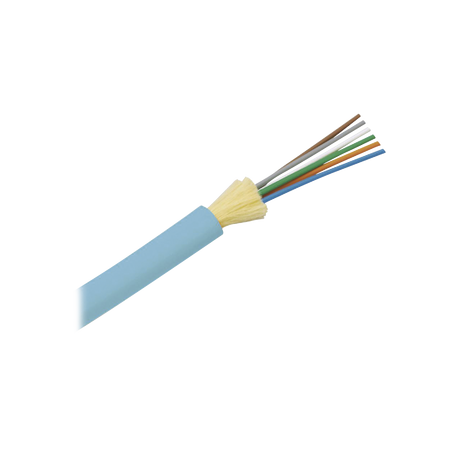 Cable de Fibra Óptica de 12 Hilos, Multimodo OM4 50/125 Optimizada, Interior, Tight Buffer 900um, No Conductiva (Dieléctrica),