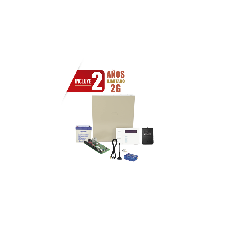 (2 Años datos ILIMITADO INCLUIDO) Kit Vista48LA con comunicador MINI012G, Teclado, Gabinete, Bateria y Transformador