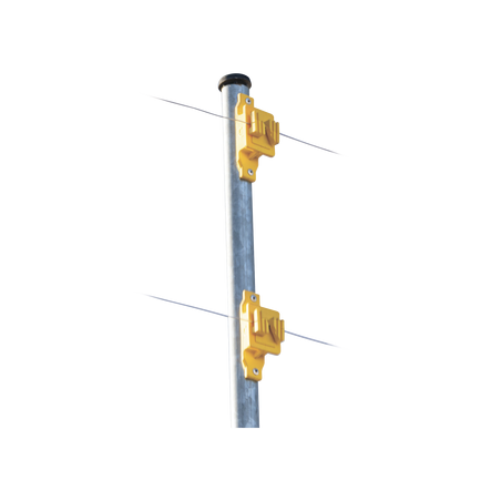 Aislador de Paso color Amarillo reforzado para cercos eléctricos, resistente al clima extremoso