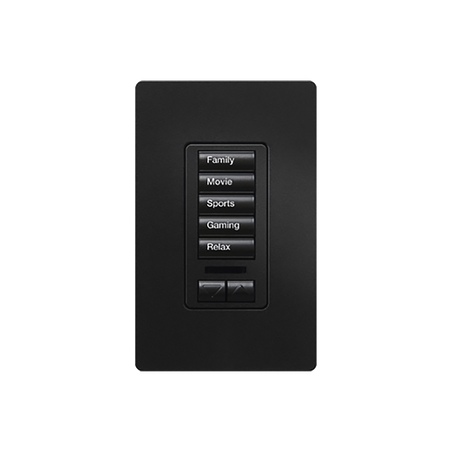 (RadioRA2) Teclado seetouch 5 botones, 2 botones subir/bajar, programe escenas diferentes en cada botón.