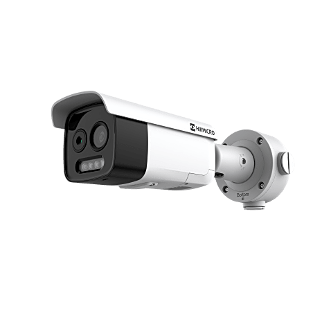 HIKMICRO Cámara Bala Dual Térmica y Óptica/ 5MP Óptica + 256×192 Térmica / IA para Detección Humana 84m y Vehicular 210m 