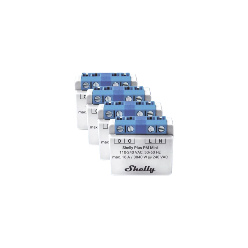 KIT 4 piezas El medidor de potencia más pequeño, inteligente con Wi-Fi, medición de consumo, 1 canal 16A,