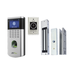 KIT de Control de Acceso LF10/ PUSH / Compatible con ZKBioCVAccess / 1,500 Usuarios / Chapa magnética / Botón de Salida / Tarj