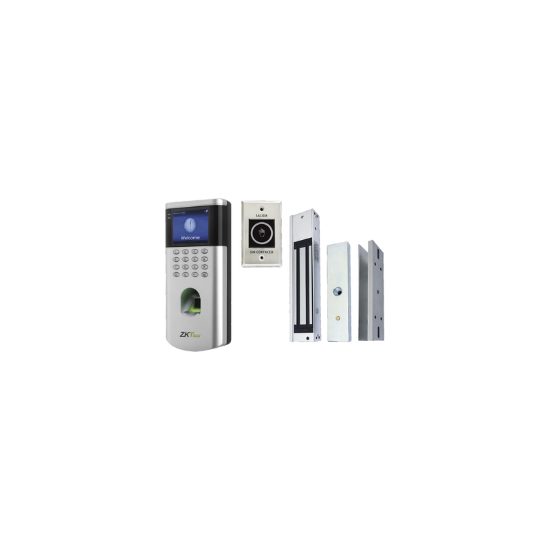 KIT de Control de Acceso LF10/ PUSH / Compatible con ZKBioCVAccess / 1,500 Usuarios / Chapa magnética / Botón de Salida / Tarj