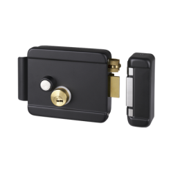 Cerradura Eléctrica con Botón de Salida / Incluye Llave / Exterior / Derecha / Color Negro