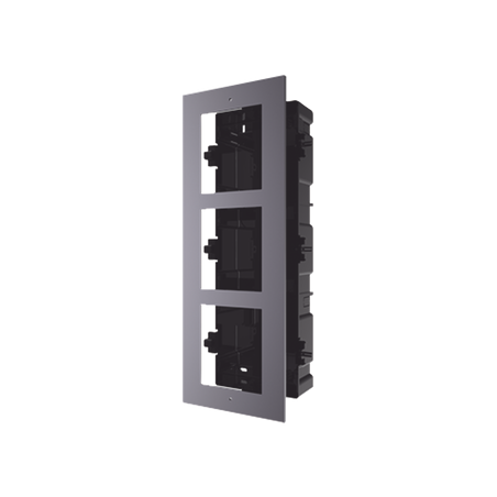 Base de 3 Espacios para EMPOTRAR Módulos de Videoporteros Hikvision
