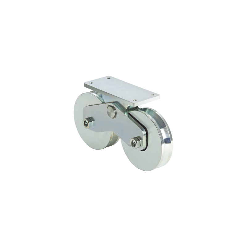 339V - Rueda Doble de 12 cm / Capacidad Para Puertas de hasta 1200 kg / Canal Tipo V