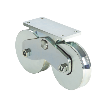 339V - Rueda Doble de 12 cm / Capacidad Para Puertas de hasta 1200 kg / Canal Tipo V