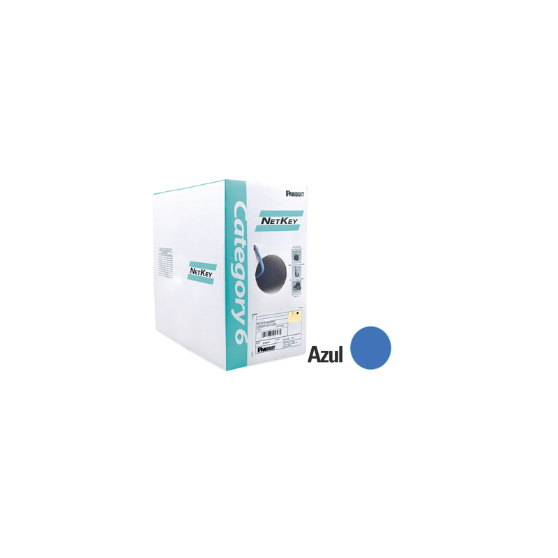 Bobina de Cable UTP 305 Metros (1000 Pies) de Cobre, NetKey, Reelex, Azul, Categoría 6 (24 AWG), 1000Mbps, PVC (CM), de 4 Pares