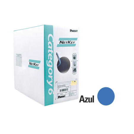Bobina de Cable UTP 305 Metros (1000 Pies) de Cobre, NetKey, Reelex, Azul, Categoría 6 (24 AWG), 1000Mbps, PVC (CM), de 4 Pares