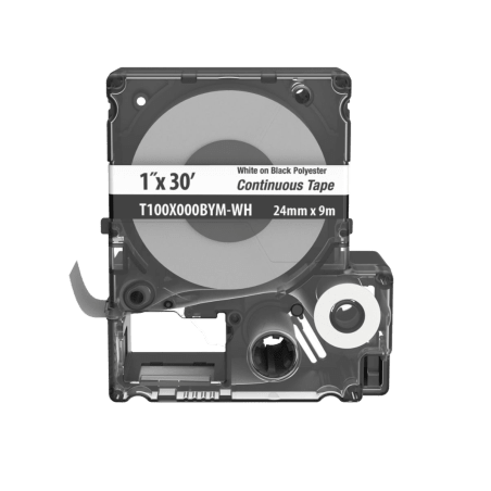 Casete MP, Cinta Continua, Pol., 1 W x 30 L, Blanco/Negro